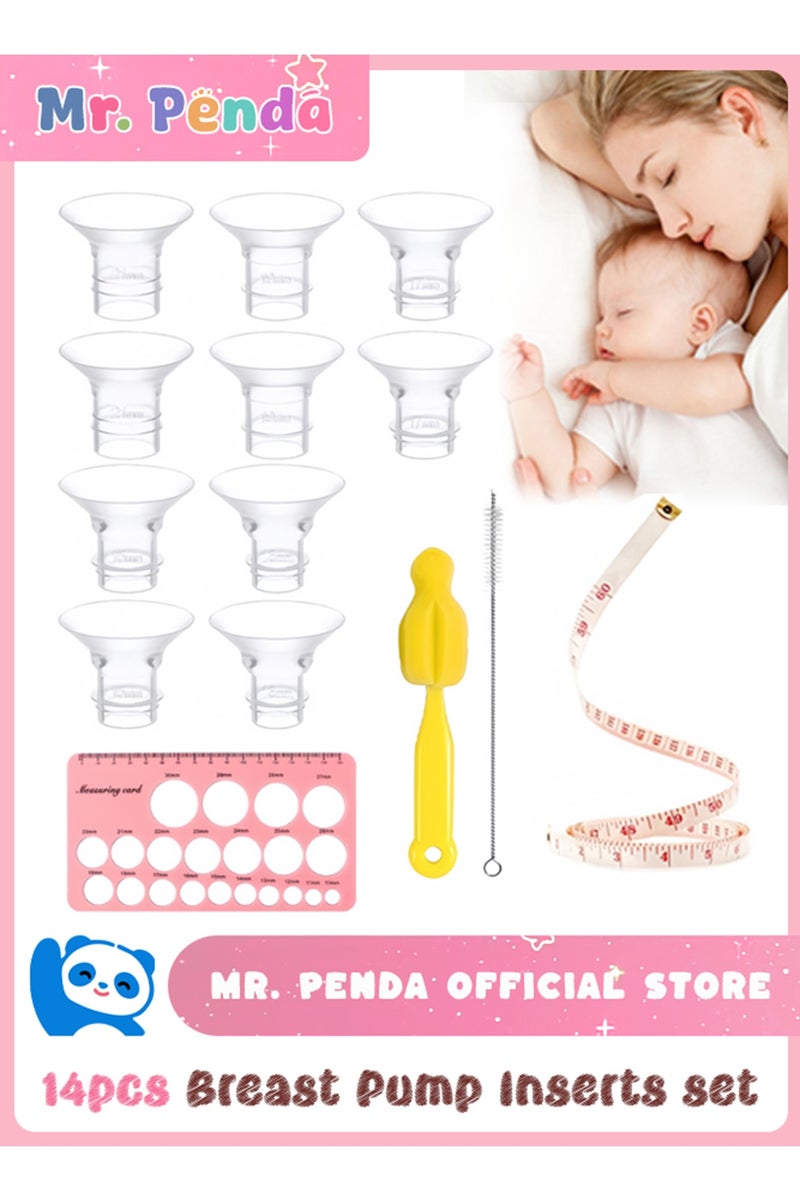 Mr. Penda 14PCS Flange Inserts 13/15/17/19/21mm for 24mm Flange/Shield of Most Pumps, BPA Free Inserts, Compatible with Momcozy/Spectra/Bellababy/TSRETE/Nuliie Breast Pumps - Image 1