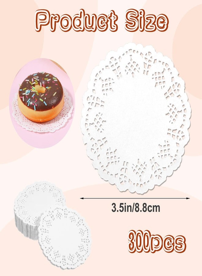Classicseali 300PCS Paper Doilies 4 Inch,Disposable Lace Paper Doilies, Oil-Proof Round Dollies Lace Papers, for Buffet Cake Food Party Wedding Tableware Decoration, White - Image 2