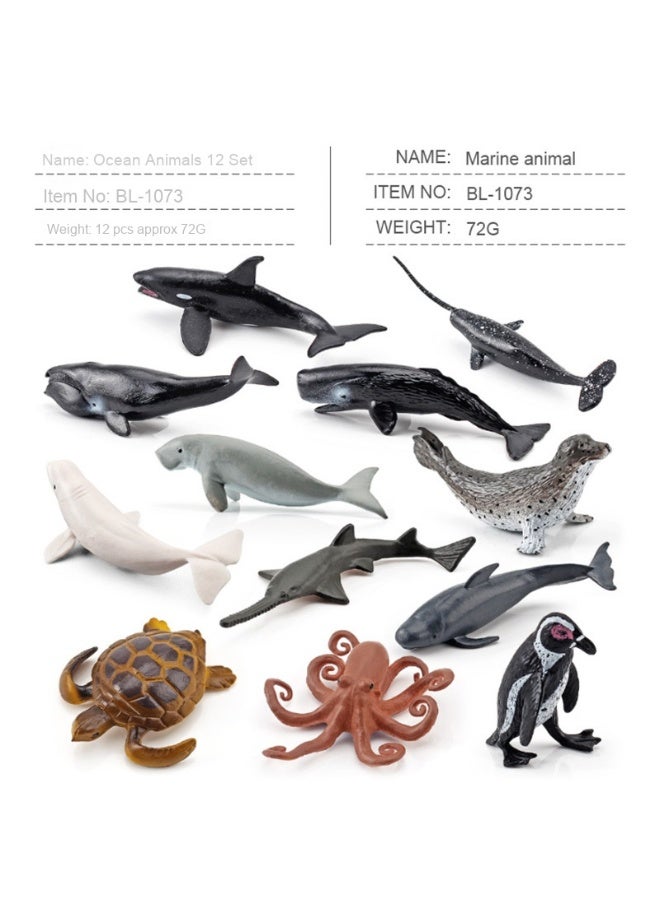 نيبمينينت مجموعة نماذج حيوانات بحرية صغيرة محاكاة 12 قطعة
