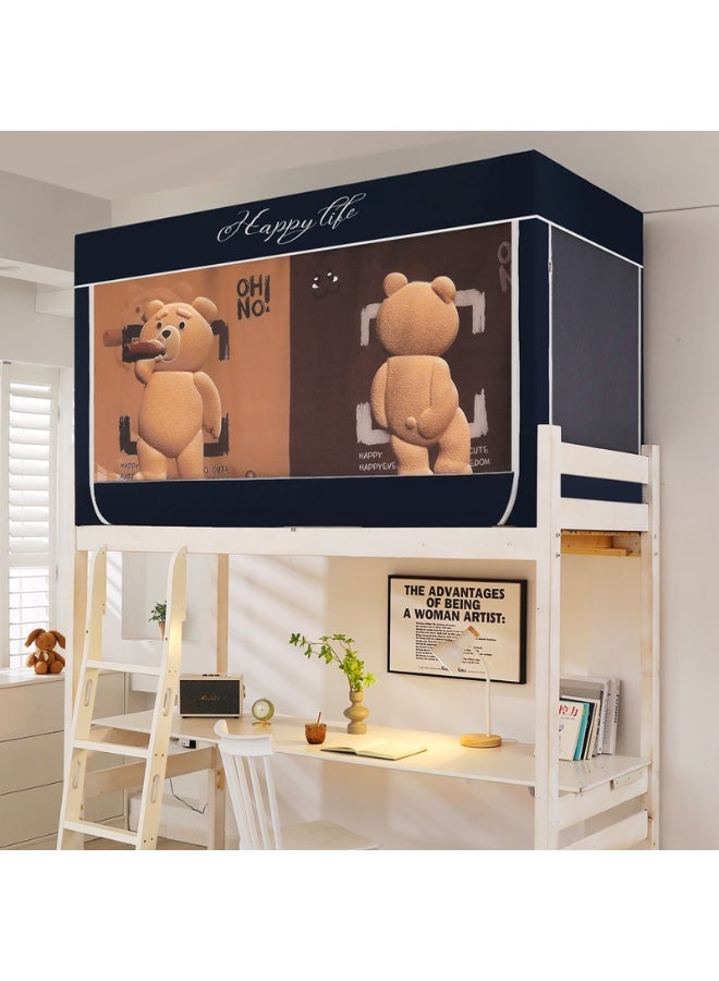 Y&D Blackout Upper Berth Bunk Bed Curtains Dormitory Room Lightproof Decorative Roommate Privacy Cover Canopy Photo Background Decor Backdrop Blackout Curtain 6 Panels with a Top - Image 1