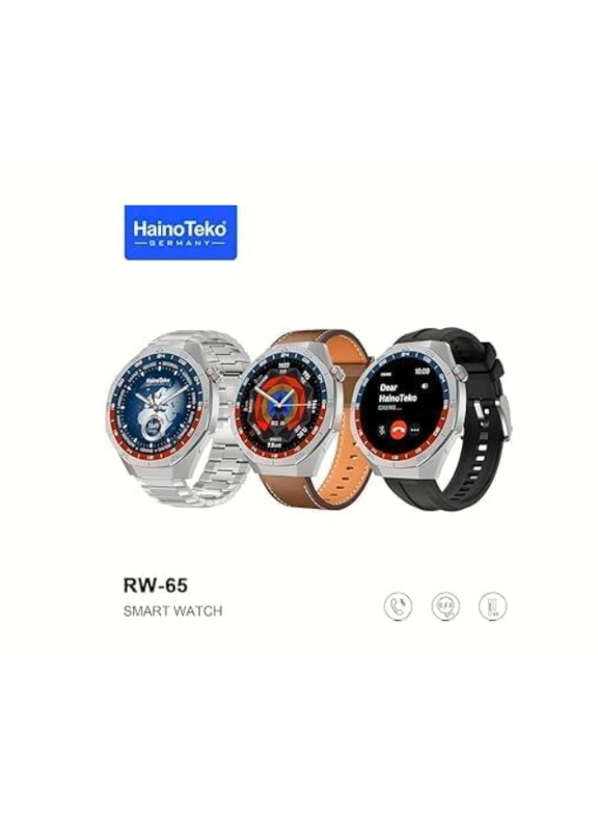 Haino Teko Hainoo Teko germany GT5 Pro Smart Watch RW-65, AMOLED Display, Voice Assistant, 3 Straps, Wireless Charging (Silver) - Image 1
