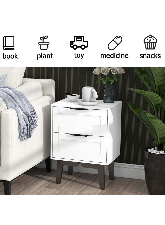 TaoHFE Modern Nightstand with 2 Drawers (1, White) - Image 2
