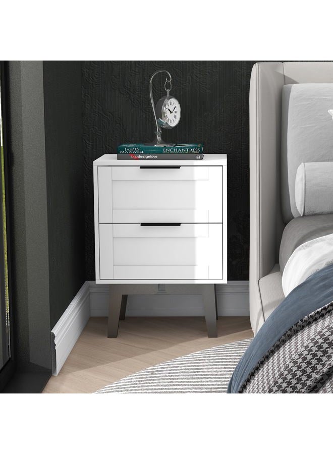 TaoHFE Modern Nightstand with 2 Drawers (1, White) - Image 4