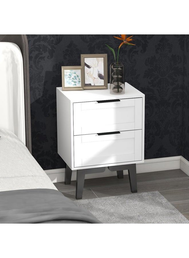 TaoHFE Modern Nightstand with 2 Drawers (1, White) - Image 1