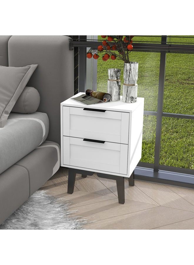 TaoHFE Modern Nightstand with 2 Drawers (1, White) - Image 5