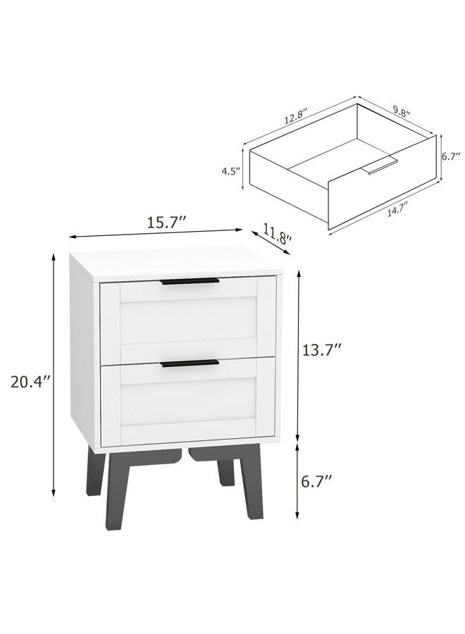 TaoHFE Modern Nightstand with 2 Drawers (1, White) - Image 3