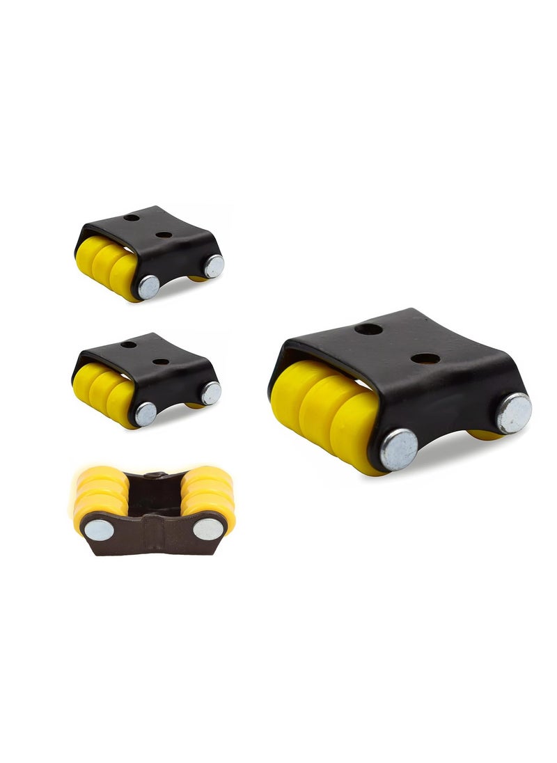 THOISEWELT THOISEWELT Caster Wheel For Furniture Small Size Light Wight Loding Capacity for 150kg Yellow Black Ring Wheel Fix Plate  - Image 1