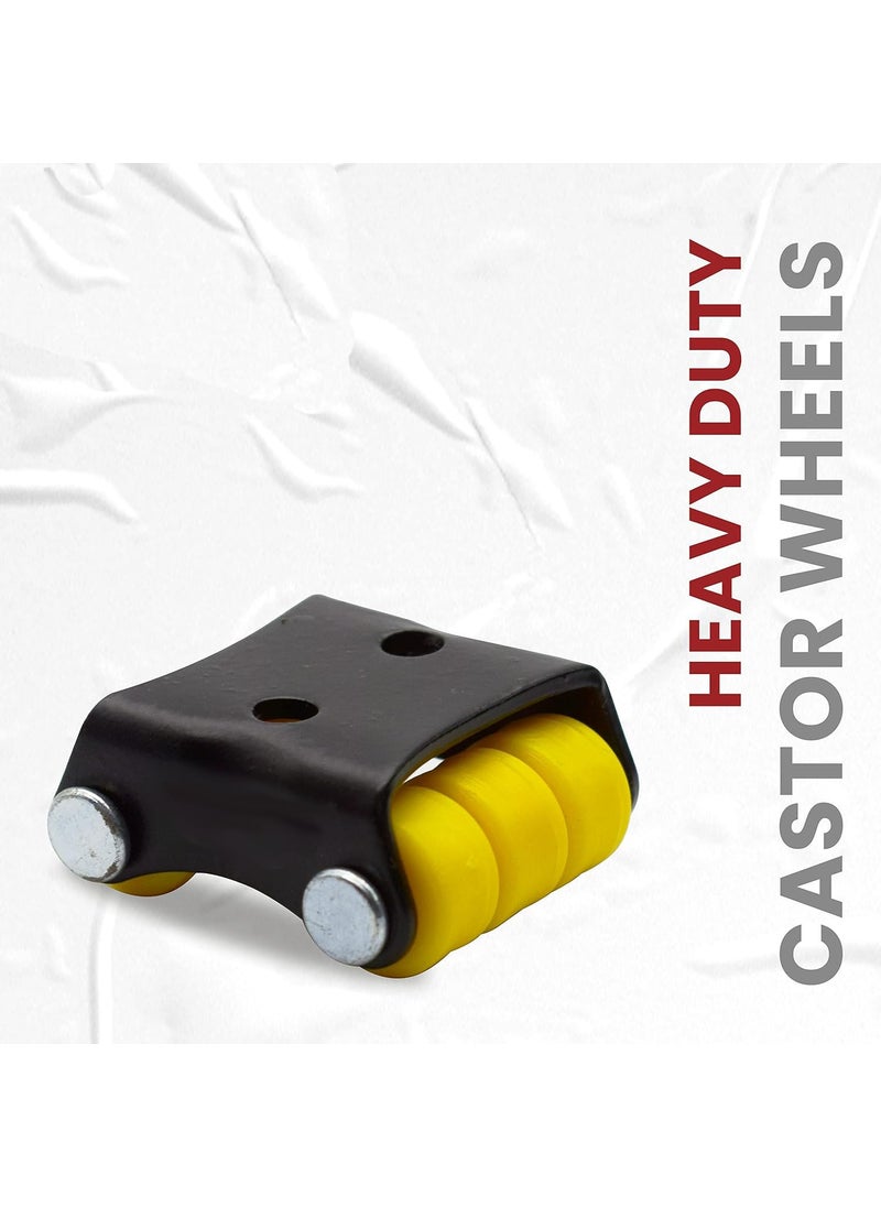 THOISEWELT THOISEWELT Caster Wheel For Furniture Small Size Light Wight Loding Capacity for 150kg Yellow Black Ring Wheel Fix Plate  - Image 2