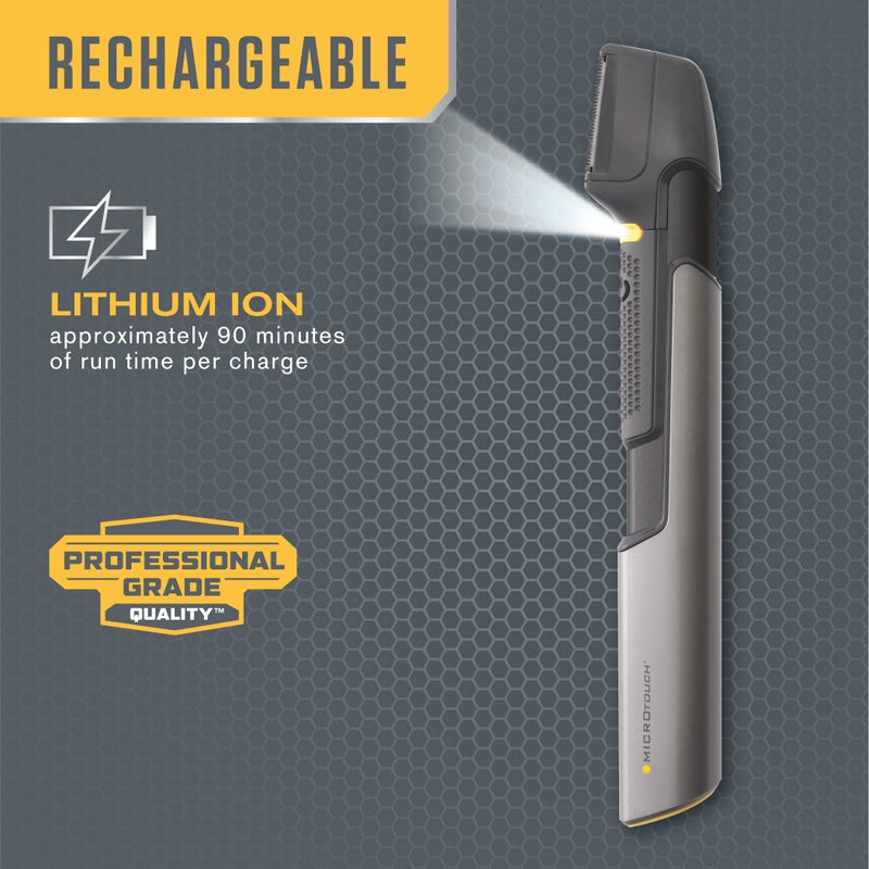 Micro Touch Titanium Trim PRO, Rechargeable Lighted Hair Cutting Tool and Body Groomer, Black - Image 5