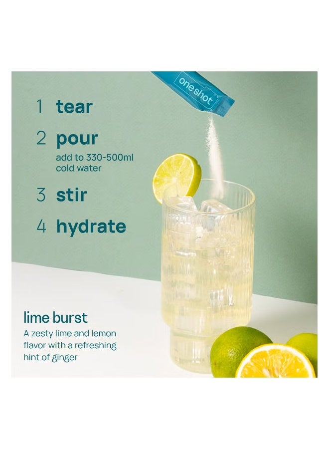 Oneshot electrolytes & vitamin drink lime burst 14 sachets - Image 2