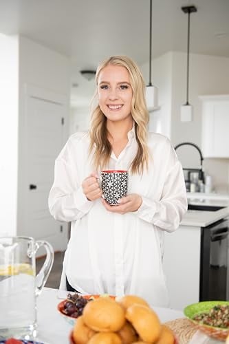 Annovero Large Coffee Mug Set of 6 - Porcelain Cups for Women or Men - Microwave & Dishwasher Safe, Chip Resistant, Zero Lead & Cadmium, for Tea, Cocoa, or Hot Chocolate, 16 Fluid Ounce Capacity - Image 2