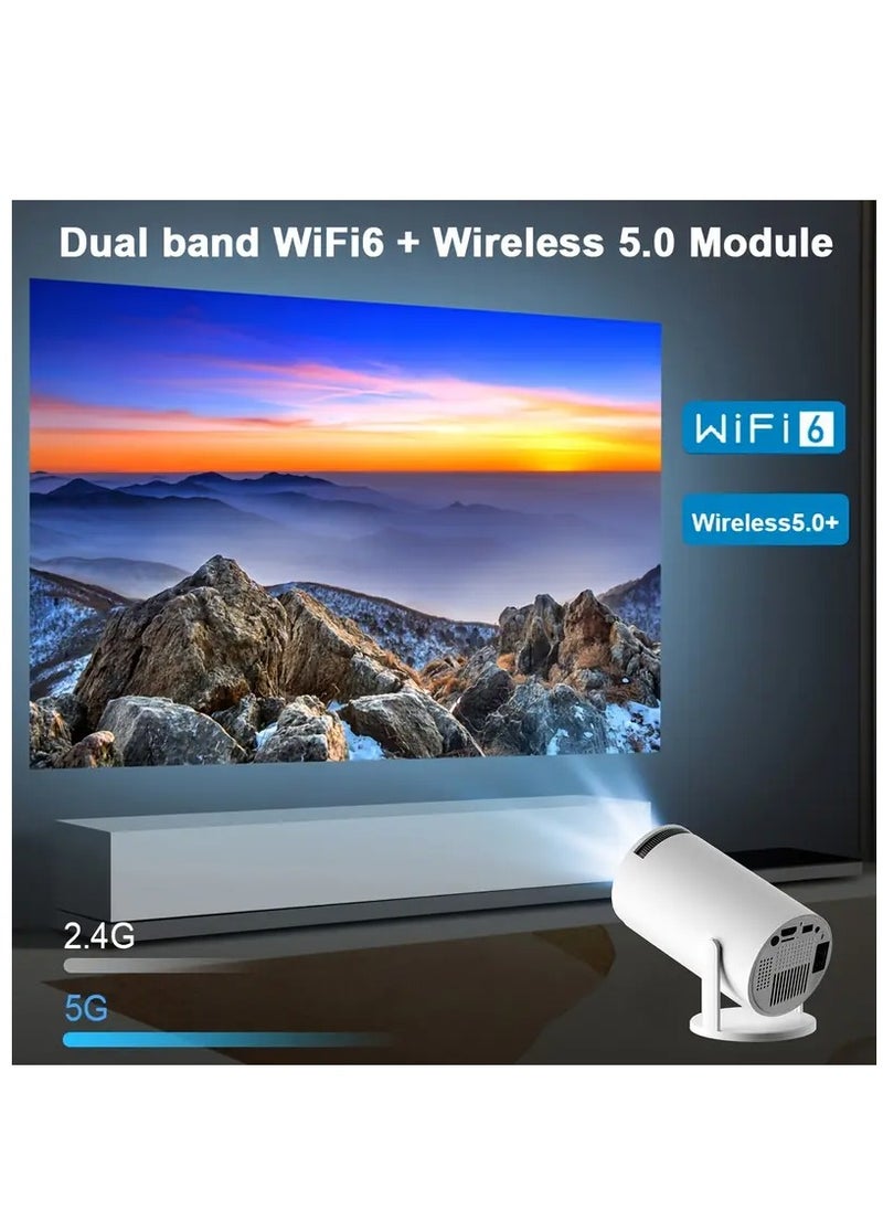 Kiboule - Projector with WIFI6 and Bluetooth, 4K 1080P Support with Android TV 11.0 Mini Portable Projector 180° Rotatable Movie Projector Auto Keystone Compatible for Laptop, PC, Smartphone - Image 1