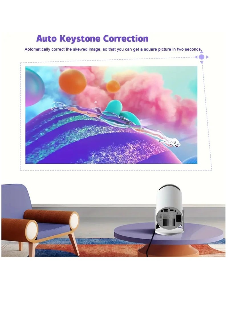 Kiboule - Projector with WIFI6 and Bluetooth, 4K 1080P Support with Android TV 11.0 Mini Portable Projector 180° Rotatable Movie Projector Auto Keystone Compatible for Laptop, PC, Smartphone - Image 1