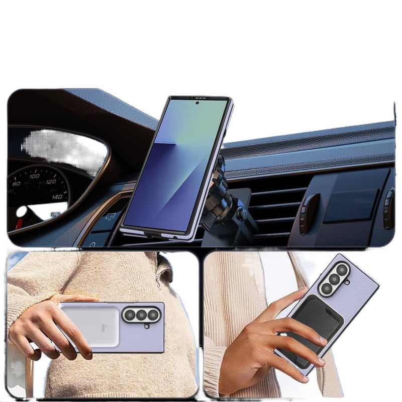 MagSafe Case | Black | Leather Texture | Strong Magnetic | Anti-Slip Grip | Shockproof Cover for Samsung Galaxy Z Fold 7 - Image 5