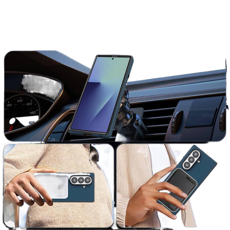 MagSafe Case | Black | Leather Texture | Strong Magnetic | Anti-Slip Grip | Shockproof Cover for Samsung Galaxy Z Fold 7 - Image 4