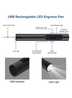 Y&D Engraving Pen with LED Light - USB Rechargeable, 35bits, Mini Electric Machines Etching Pen, Cordless Handheld Etcher Tool for DIY Jewelry Metal Wood Stone Glass  - Image 2