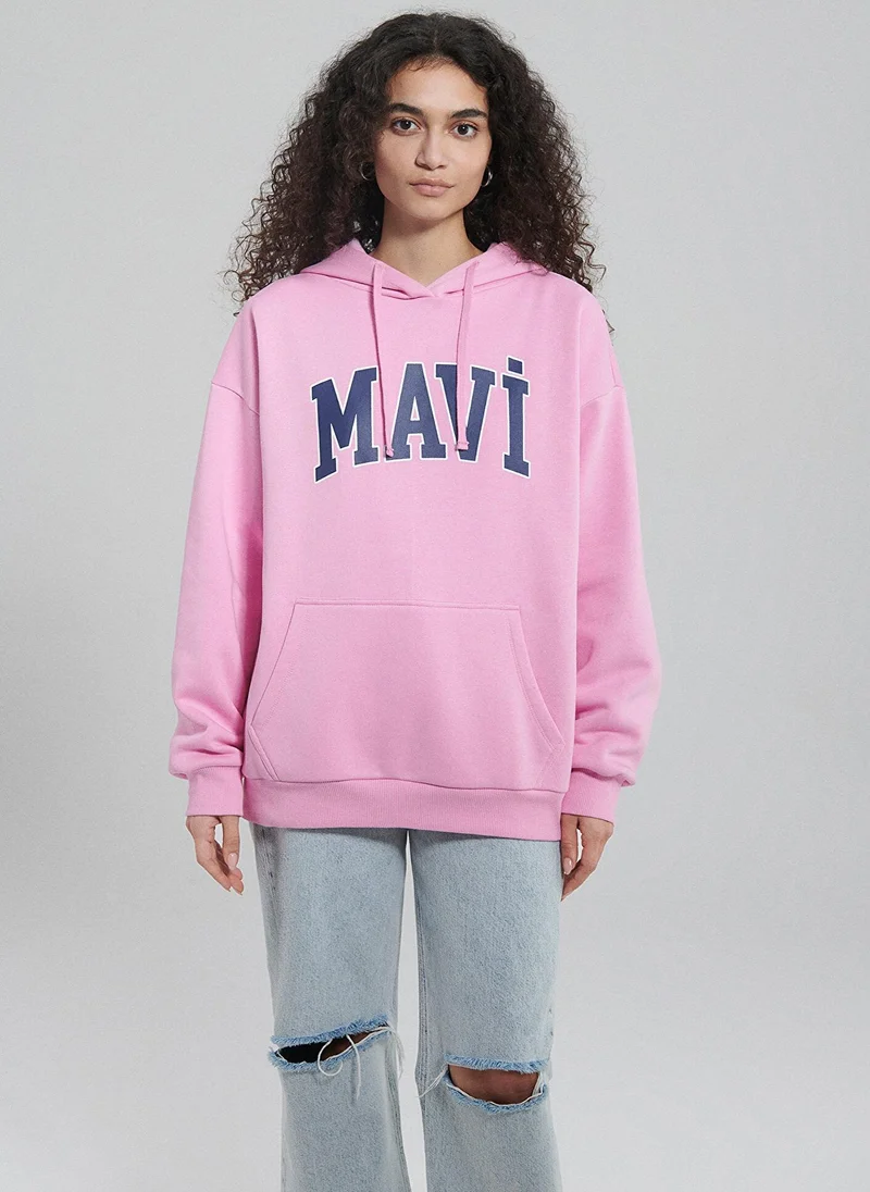 MAVI Mavi Logo Printed Pink Sweatshirt