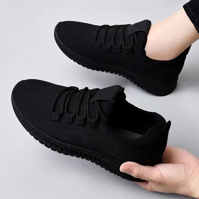 Fall 2024 Womens Versatile Casual Running Sports Shoes Soft Bottom Dance Shoes Full Black for Working Mothers Breathable Cross Buckle Black 