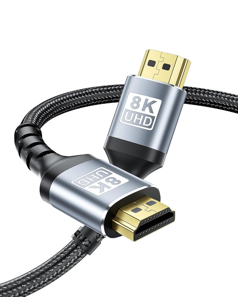HDMI Cable, 8K 2M 2.1 48Gbps Ultra High-Speed 8k@60Hz Video Cable Wire Cord Braided Compatible with all HDMI devices PC/TV/HDTV/Blu-ray/Game Console - Image 1