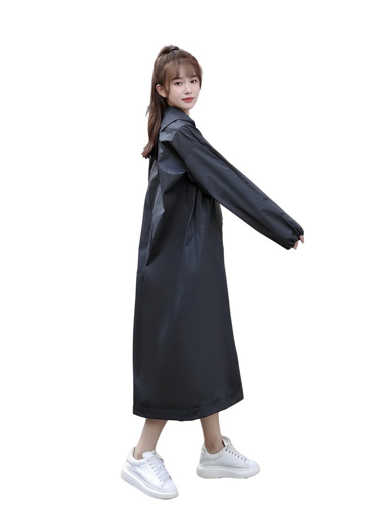 HALAMODO Rain Coat Poncho for Adult Waterproof Rain Ponchos Reusable Emergency Raincoats with Hoodand Drawstring Lightweight Raincoats  for Women Men - Image 3