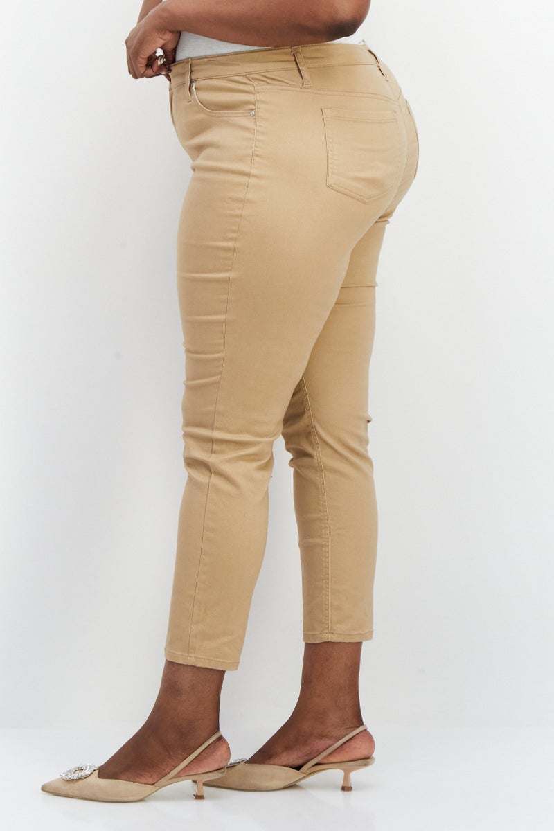 Jones New York Women Plus Size Plain Straight Leg Pant, Khaki - Image 2