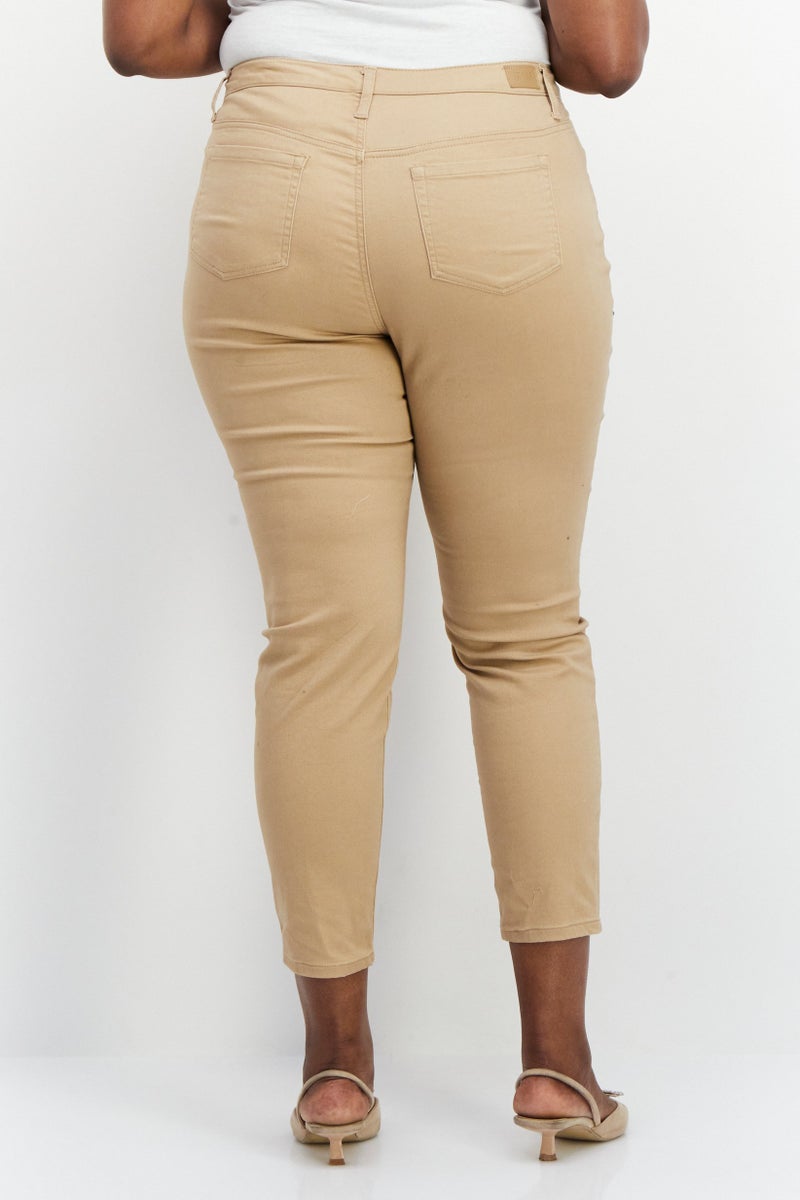 Jones New York Women Plus Size Plain Straight Leg Pant, Khaki - Image 3