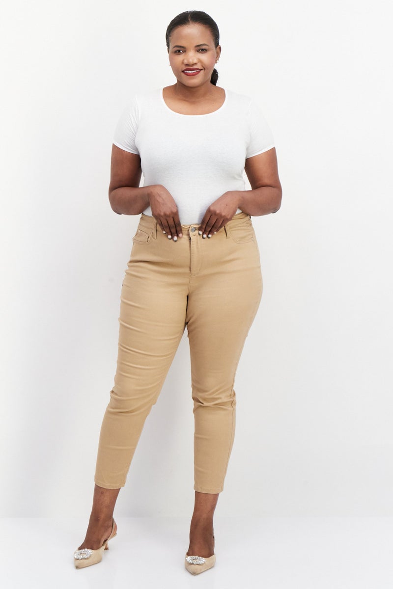 Jones New York Women Plus Size Plain Straight Leg Pant, Khaki - Image 4