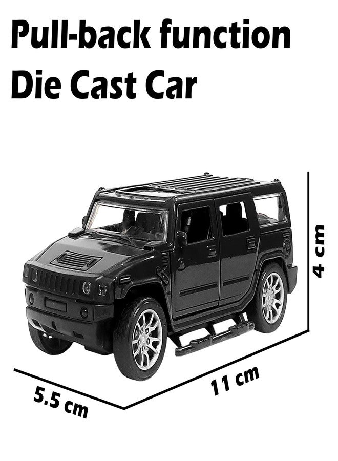 VGRASSP 1:32 Scale Mini Die Cast Pull Back Action Car Toy for Kids with Rubber Tires, Realistic Design Openable Doors - Off-Road Scale Model - Color As Per Stock (Hummer) - Image 3