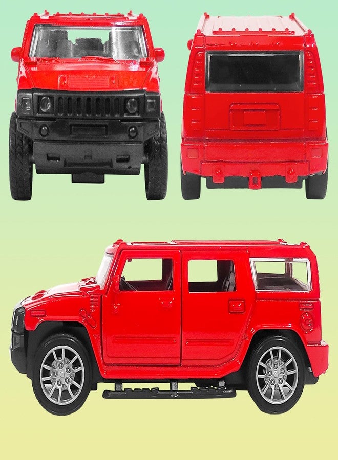 VGRASSP 1:32 Scale Mini Die Cast Pull Back Action Car Toy for Kids with Rubber Tires, Realistic Design Openable Doors - Off-Road Scale Model - Color As Per Stock (Hummer) - Image 2