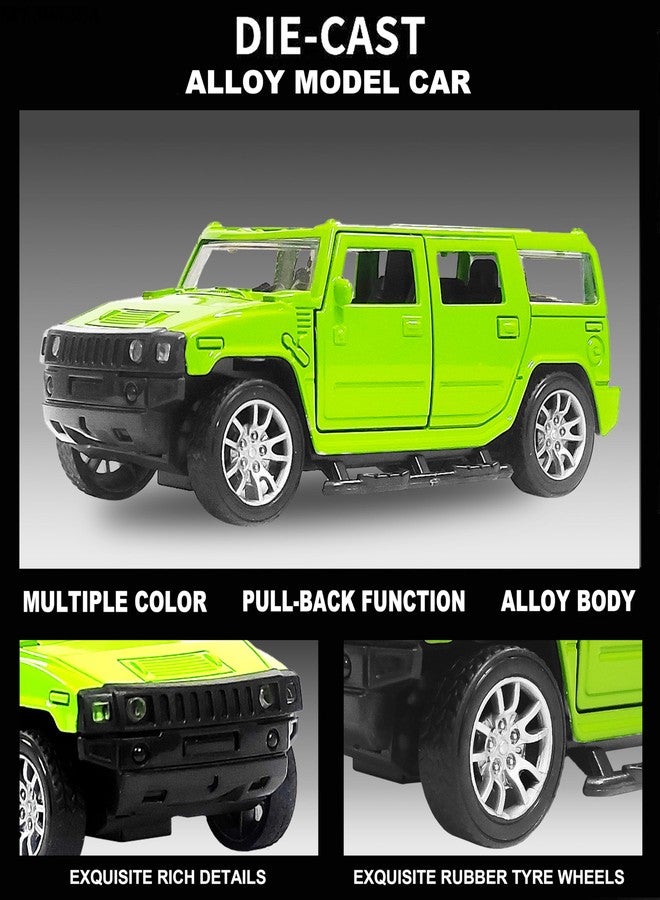 VGRASSP 1:32 Scale Mini Die Cast Pull Back Action Car Toy for Kids with Rubber Tires, Realistic Design Openable Doors - Off-Road Scale Model - Color As Per Stock (Hummer) - Image 4
