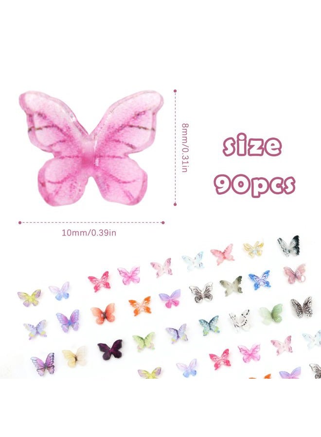 QUPIVA 90Pcs Mini Resin Butterflies, Miniature Little Butterfy Decoration, Tiny Butterflies for DIY Crafts, Mini Resin Animals Figurines for Fairy Garden Dollhouse Micro Landscaping Decor - Image 2