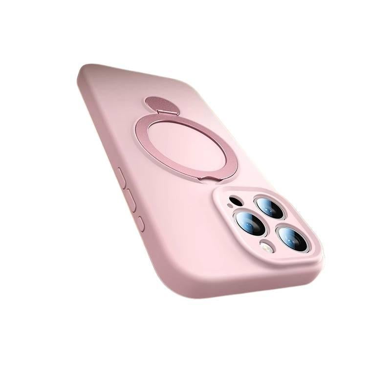 غطاء MagSafe بسيليكون لـ iPhone 15 / 15 Plus / 15 Pro / 15 Pro Max مع حامل قابل للطي ومغناطيس قوي مع تغطية كاملة مع قبضة مضادة للانزلاق باللون Milk Coffee Brown مضاد للانزلاق مغنا. - Image 3