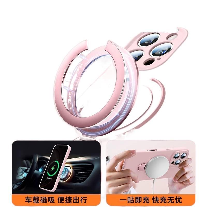 غطاء MagSafe بسيليكون لـ iPhone 15 / 15 Plus / 15 Pro / 15 Pro Max مع حامل قابل للطي ومغناطيس قوي مع تغطية كاملة مع قبضة مضادة للانزلاق باللون Milk Coffee Brown مضاد للانزلاق مغنا. - Image 5