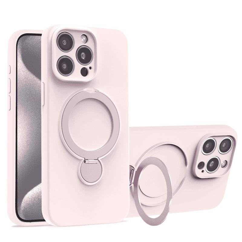 غطاء MagSafe بسيليكون لـ iPhone 15 / 15 Plus / 15 Pro / 15 Pro Max مع حامل قابل للطي ومغناطيس قوي مع تغطية كاملة مع قبضة مضادة للانزلاق باللون Milk Coffee Brown مضاد للانزلاق مغنا. - Image 4