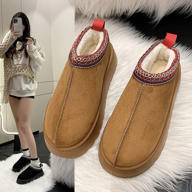 2023 Thick Bottom Winter New 35-43 Plus Size Cotton Shoes Solid Color Warm Cotton Shoes - Image 3