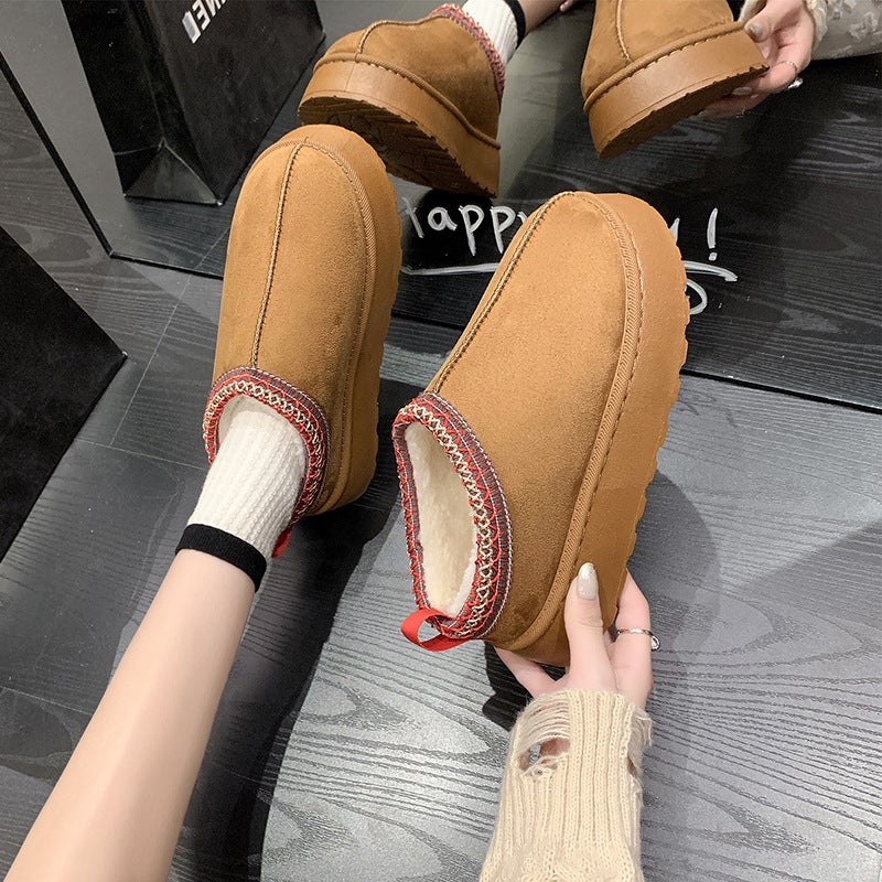 2023 Thick Bottom Winter New 35-43 Plus Size Cotton Shoes Solid Color Warm Cotton Shoes - Image 4