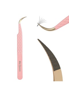 Ms.Queen Ms.Queen Eyelash Extension Tweezers, Fiber Tip Grip Curved Lash Tweezers for Volume lashes Extensions  - Image 1