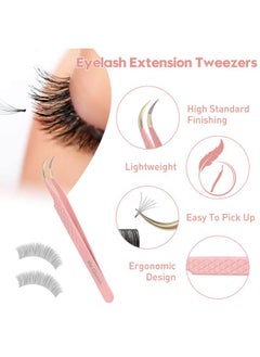 Ms.Queen Ms.Queen Eyelash Extension Tweezers, Fiber Tip Grip Curved Lash Tweezers for Volume lashes Extensions  - Image 3
