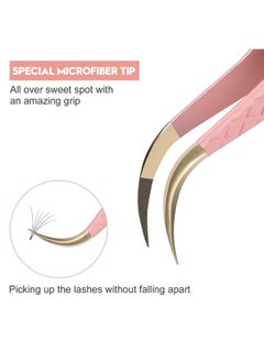 Ms.Queen Ms.Queen Eyelash Extension Tweezers, Fiber Tip Grip Curved Lash Tweezers for Volume lashes Extensions  - Image 2