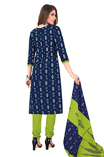 Miraan Women's Cotton Printed Readymade Salwar Suit Small Blue - Image 2