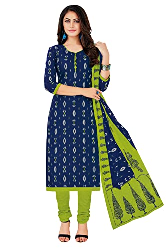 Miraan Women's Cotton Printed Readymade Salwar Suit Small Blue - Image 1