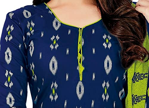Miraan Women's Cotton Printed Readymade Salwar Suit Small Blue - Image 4