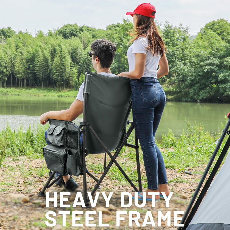 TIMBER RIDGE Oversized Folding Camping Chair High Back Heavy Duty for Adults Support up to 500lbs with Cup Holder, Side Pocket Cooler Bag - Image 2