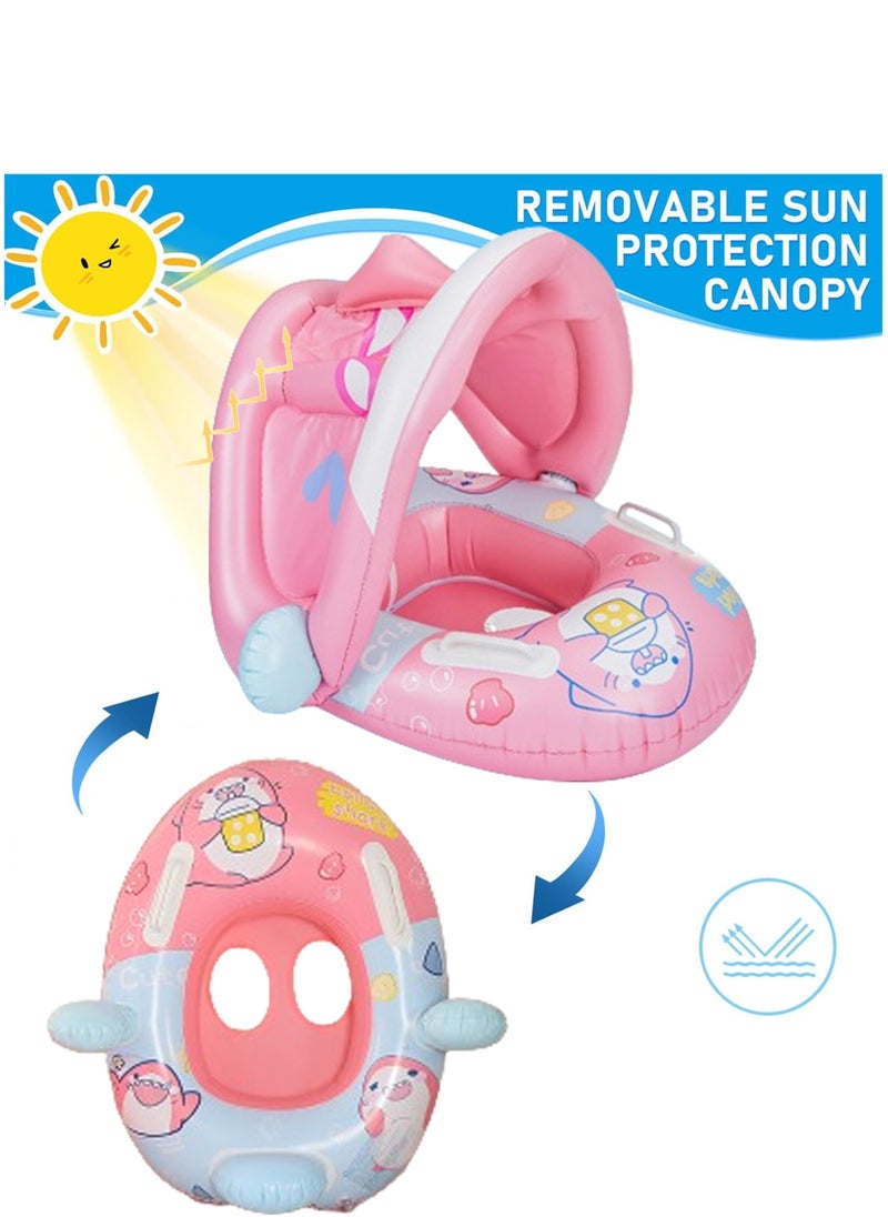 VUCATIN Baby pool float Swimming Pool Float Boat with Sun Protection Canopy Inflatable Pool Float Yacht Ring Awning Inflatable Swimming Training Float Seat for Boys Girls Summer Outdoor  - Image 2