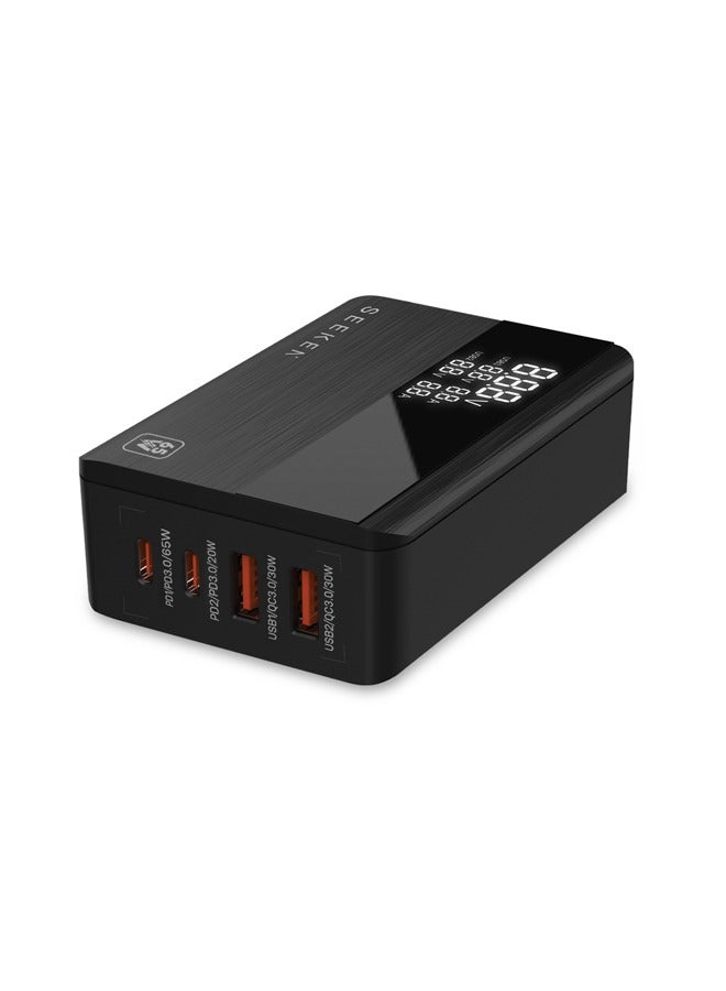 SEEKEN 65W 4 Port Desktop and Mobile Charger Adapter PD+PD+USB+USB - Black | Fast Charging | Campatible with Iphone and Samsung | 4 in 1 | Compact | Power Delivery | Premium Design | High-Quality. - Image 1