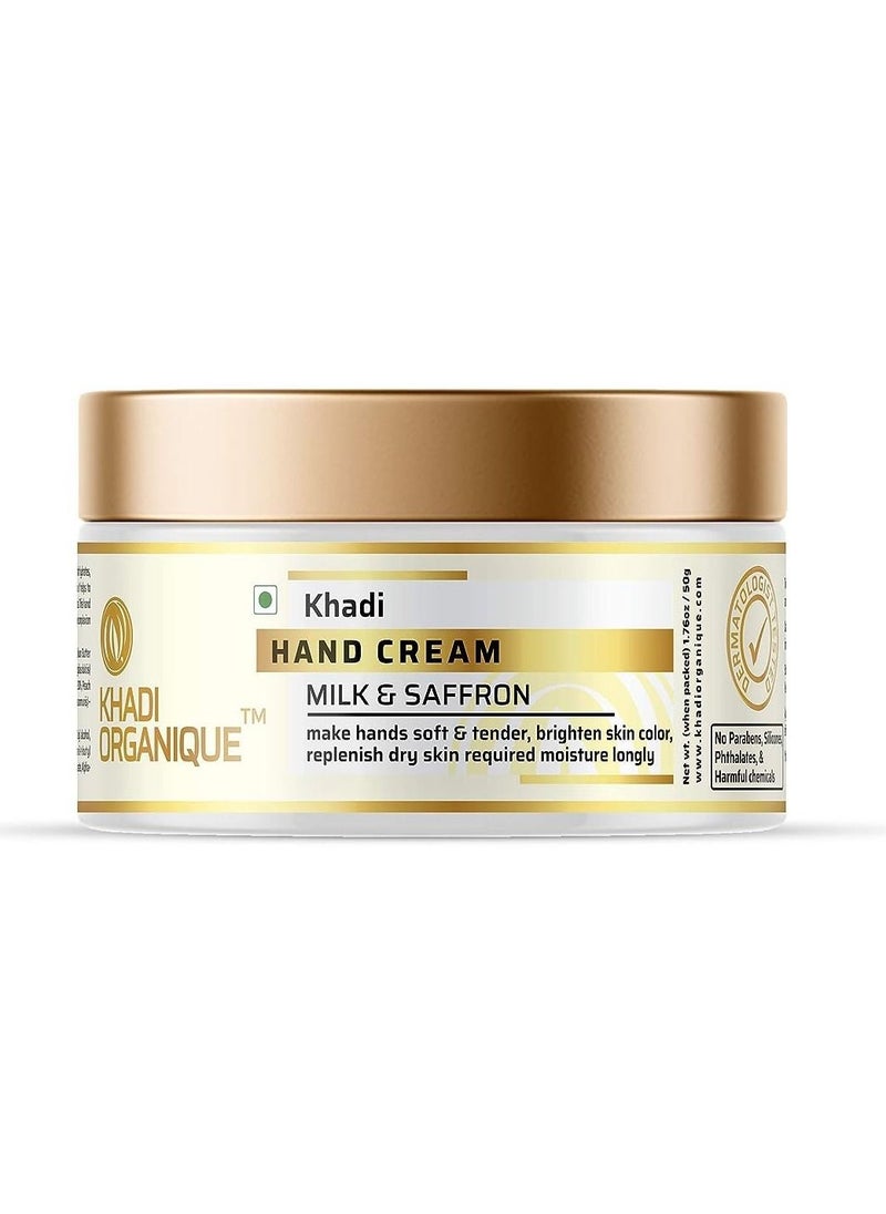 Khadi Orgnique - Khadi Organique Milk and Saffron Hand Cream for Dry and Rough Hands - 50GM - Image 1