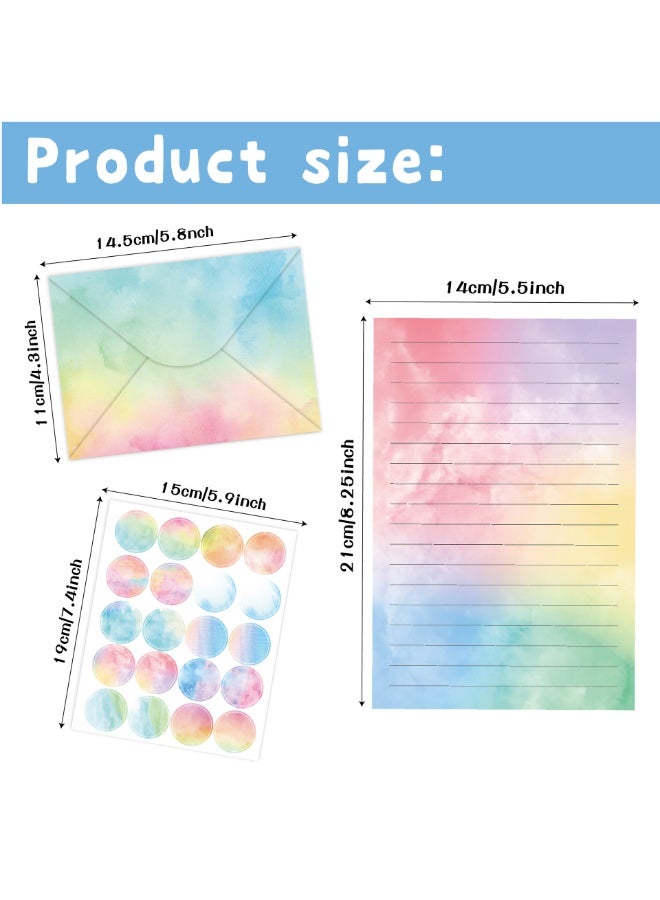 Capstro Watercolor Letter & Envelope Set – 160PCS Pastel Stationery Kit with Decorative Envelopes, Letter Sheets & Seal Stickers for Letters & Gifts – Watercolor Gradient - Image 2