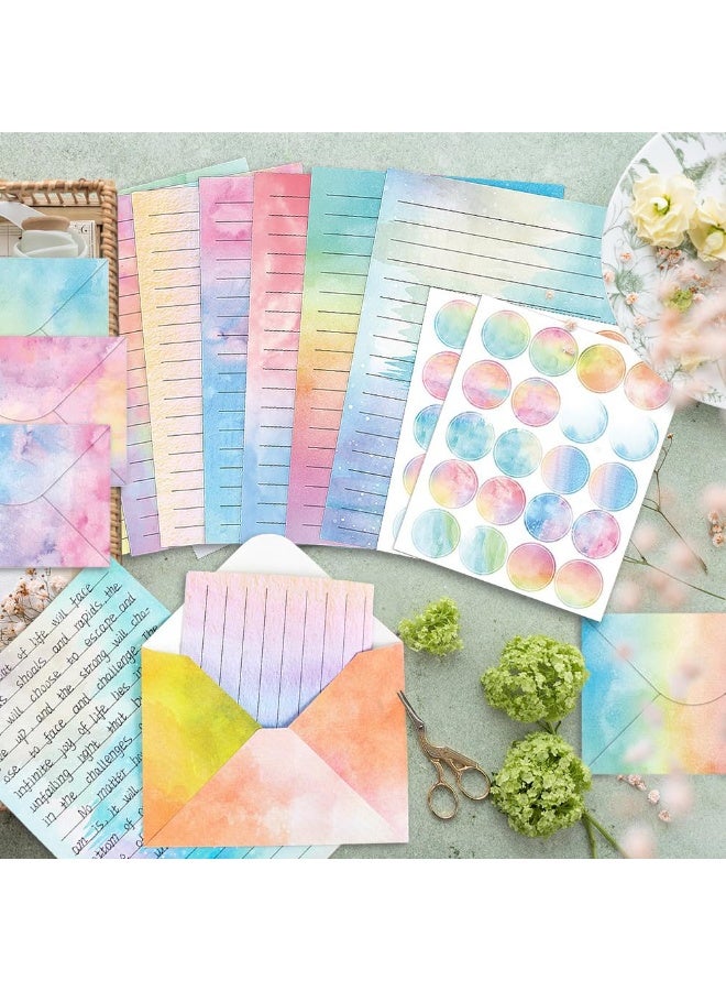 Capstro Watercolor Letter & Envelope Set – 160PCS Pastel Stationery Kit with Decorative Envelopes, Letter Sheets & Seal Stickers for Letters & Gifts – Watercolor Gradient - Image 5