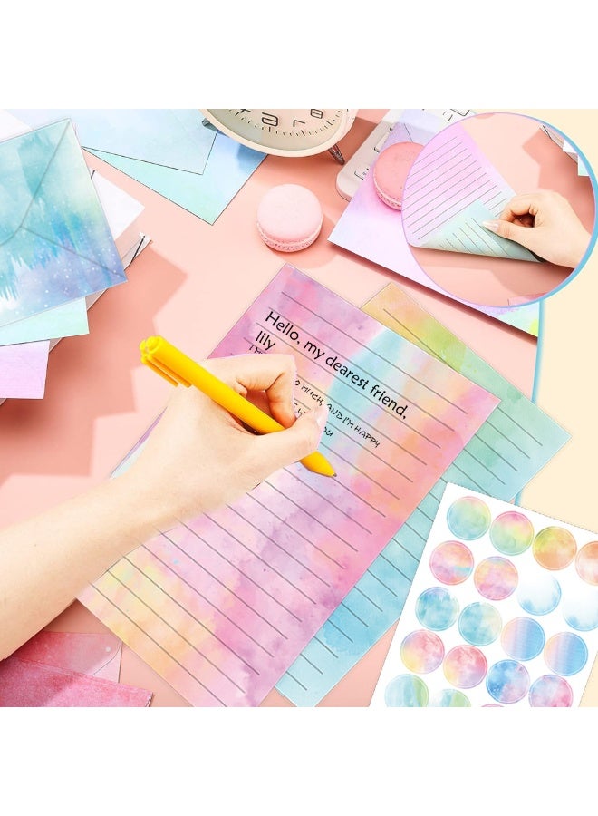 Capstro Watercolor Letter & Envelope Set – 160PCS Pastel Stationery Kit with Decorative Envelopes, Letter Sheets & Seal Stickers for Letters & Gifts – Watercolor Gradient - Image 4