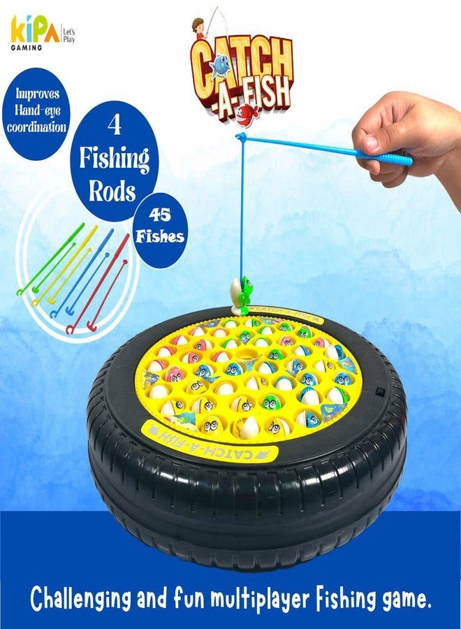 KIPA GAMING Rechargeable Fish Catching Game, 45 Fishes with Big Round Pond & Fish 4 Catching Sticks for Kids Girls Boys Toddlers Age 2 3 4 5 6 7 8 9 Years (Rec Green) - Image 3